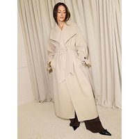 Michelle Keegan Wool Blend Exaggerated Collar Coat - Beige | Very (UK)