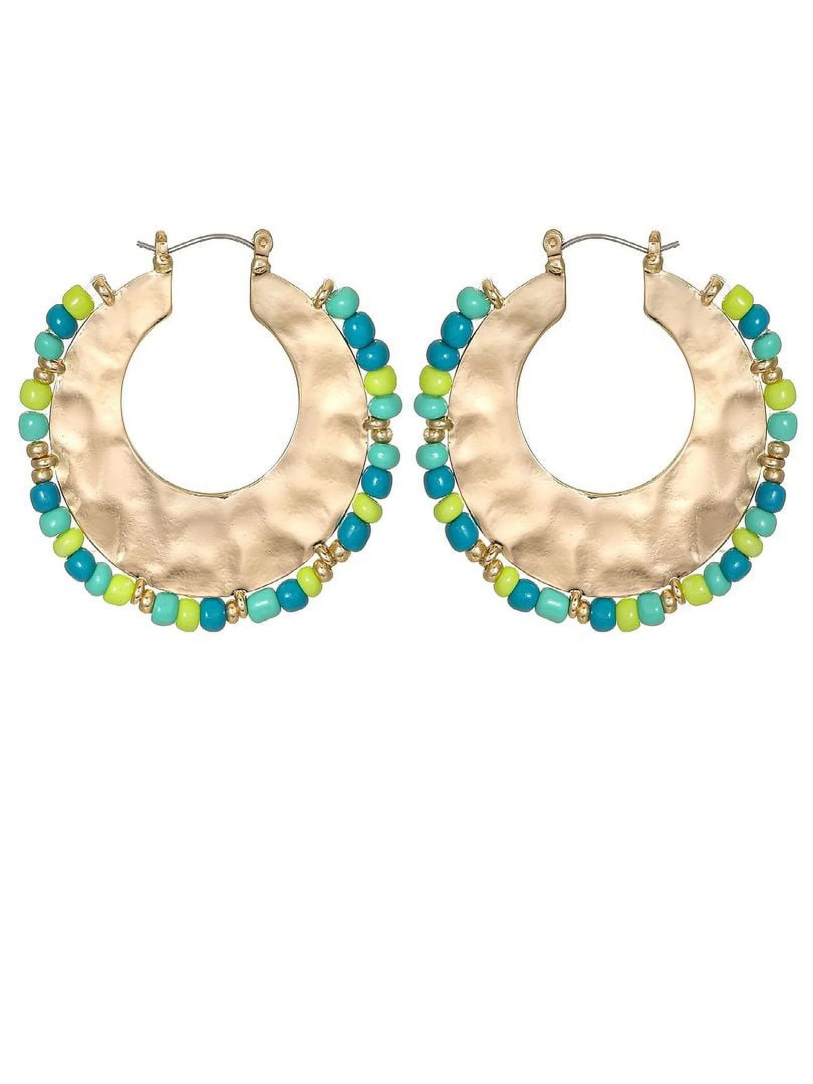 Time and Tru Women's Beaded Hoop Earrings | Walmart (US)