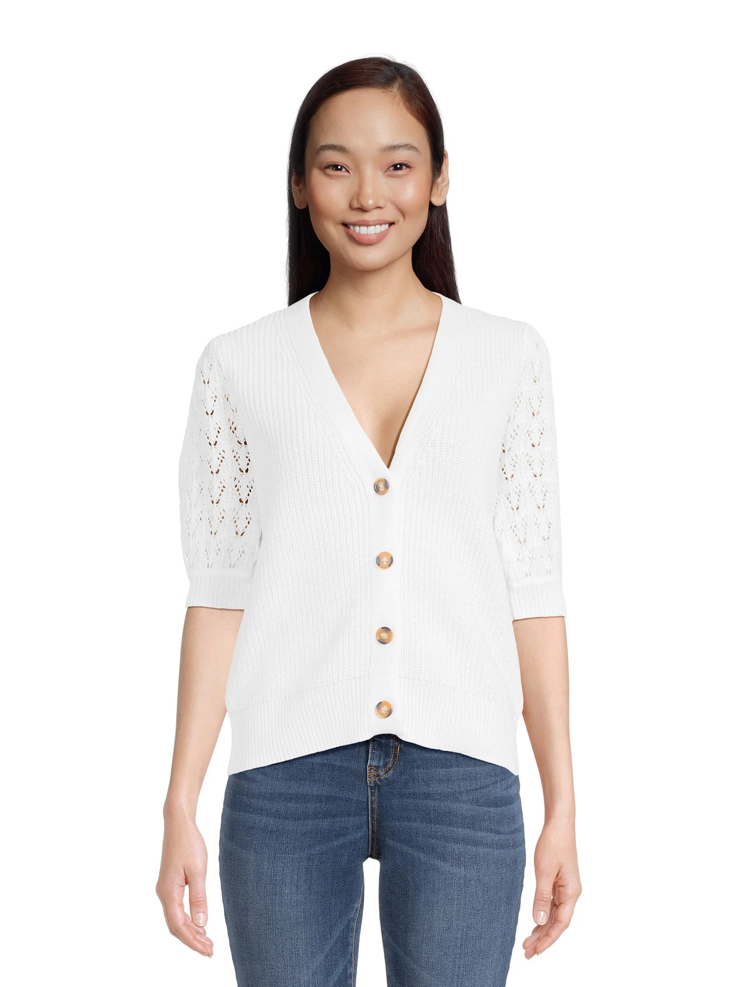 Time and Tru Women's Cardigan with Short Sleeves, Sizes XS-3XL | Walmart (US)