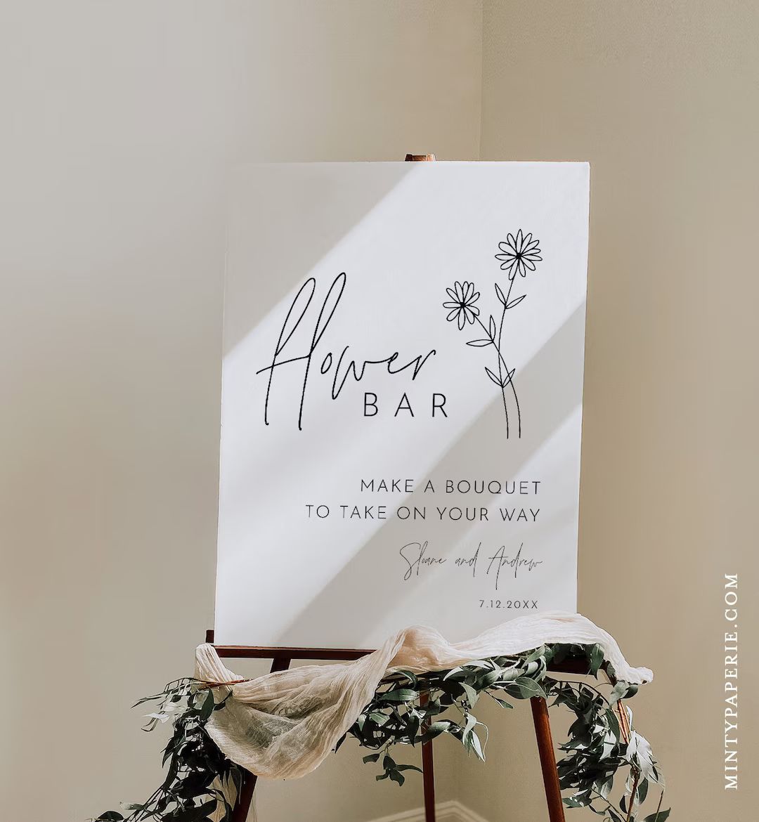 Modern Flower Bar Sign, Minimalist Bridal Shower / Wedding Favor, Build Your Bouquet, Instant, Ed... | Etsy (US)