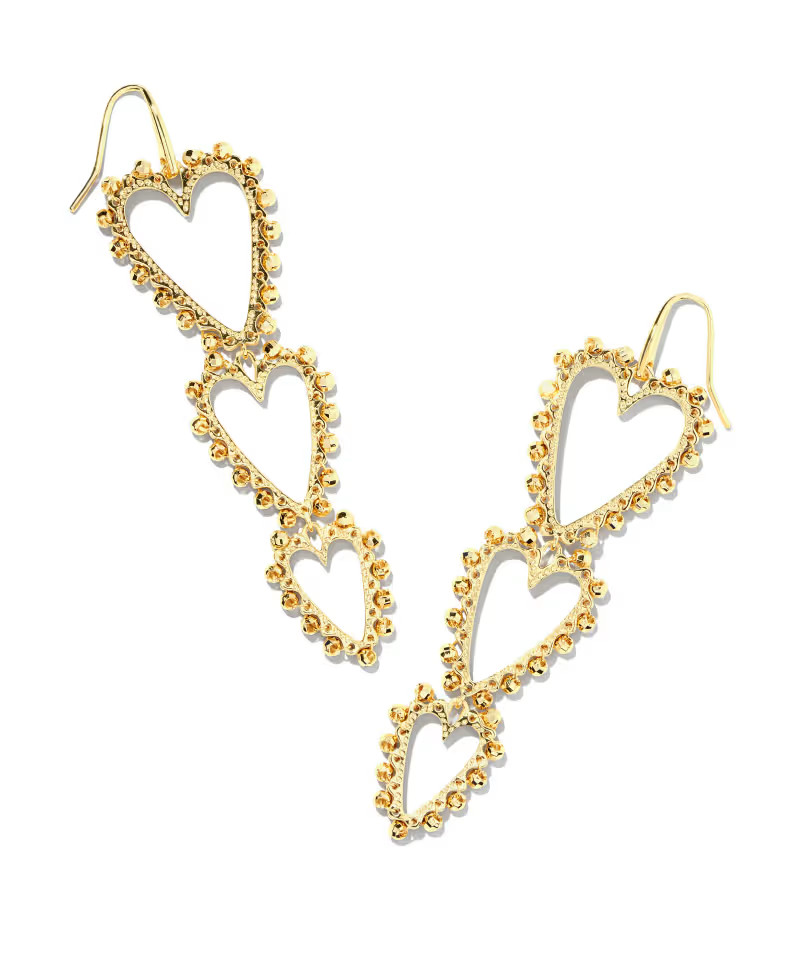 Beaded Ansley Heart Statement Earrings in Gold | Kendra Scott