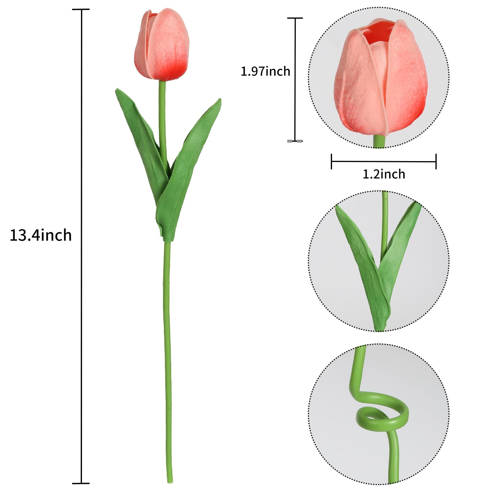 IPOPU Coral Tulips Artificial Flowers 24PCS Tulips Coral Flowers Real Touch Fake Flowers for Home... | Amazon (US)