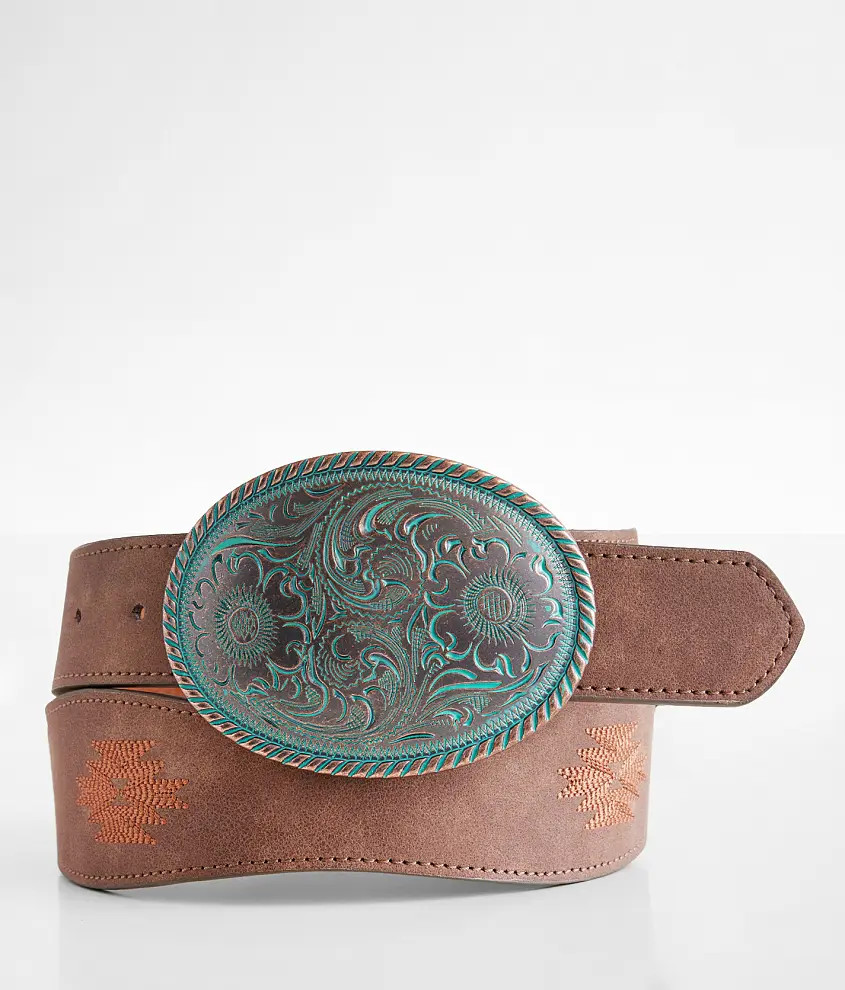 Western Embroidered Wave Belt | Buckle