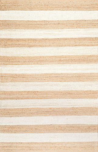 nuLOOM Alisia Flatweave Stripes Jute Area Rug, 3' x 5', Off-white | Amazon (US)