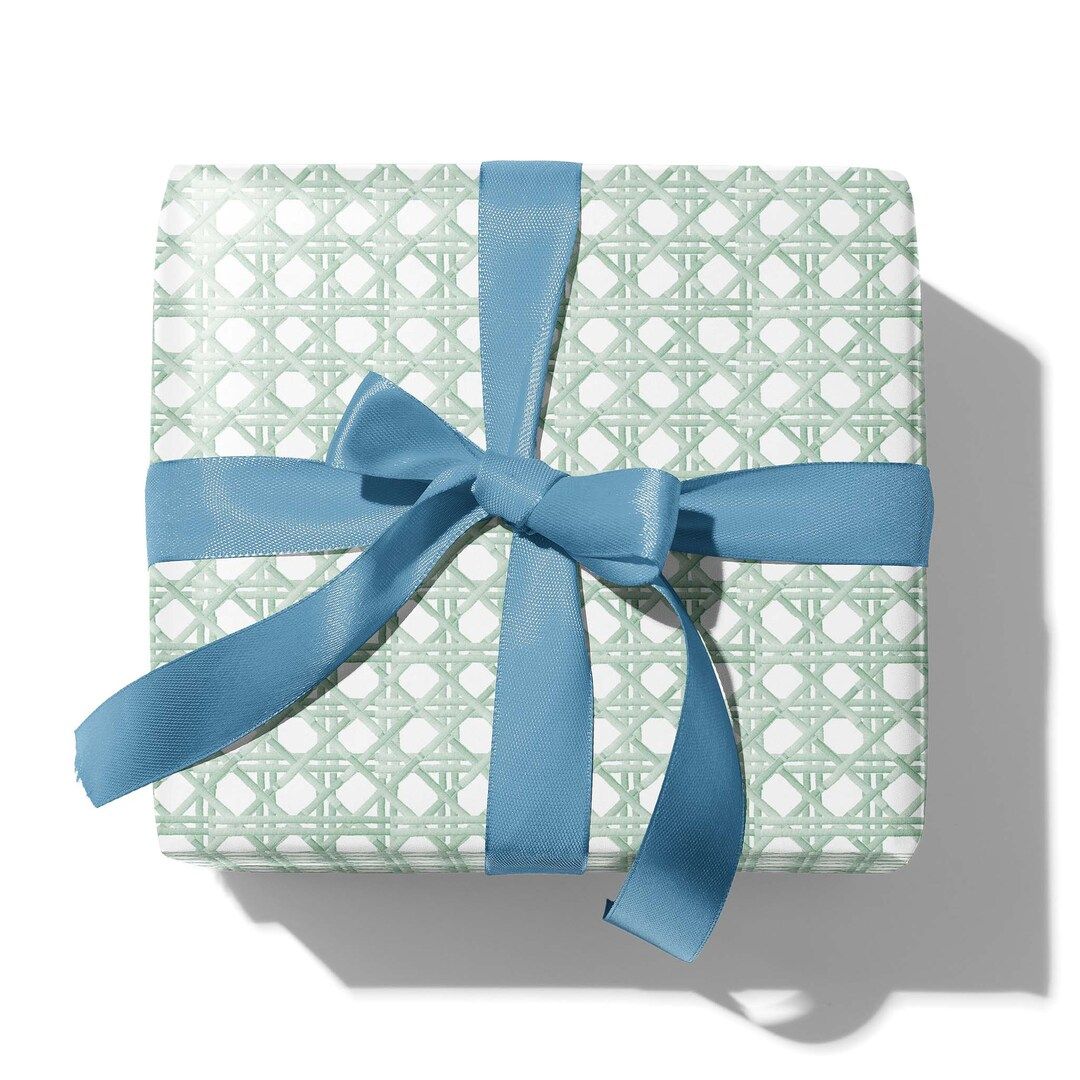 Mint Sage Green Cane Rattan Gift Wrap  Preppy Spring Summer - Etsy | Etsy (US)