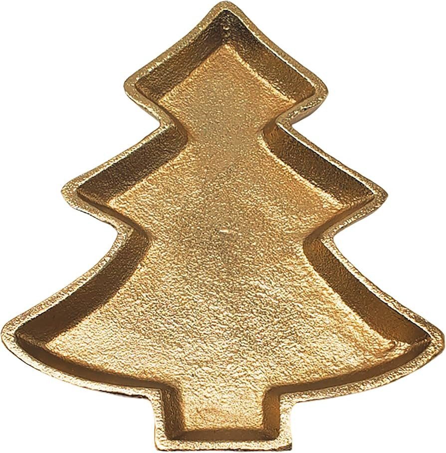 Gold Christmas Tree Tray - Xmas Tree Shaped Dish - Decorative Serving Platter for Appetizers - Ho... | Amazon (US)
