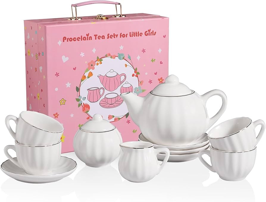 Sweejar Porcelain Toy Tea Sets British Royal Series, Vintage Style Tea Set for Children, Cups & S... | Amazon (US)