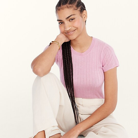 Silk-cashmere cropped T-shirt | J. Crew US