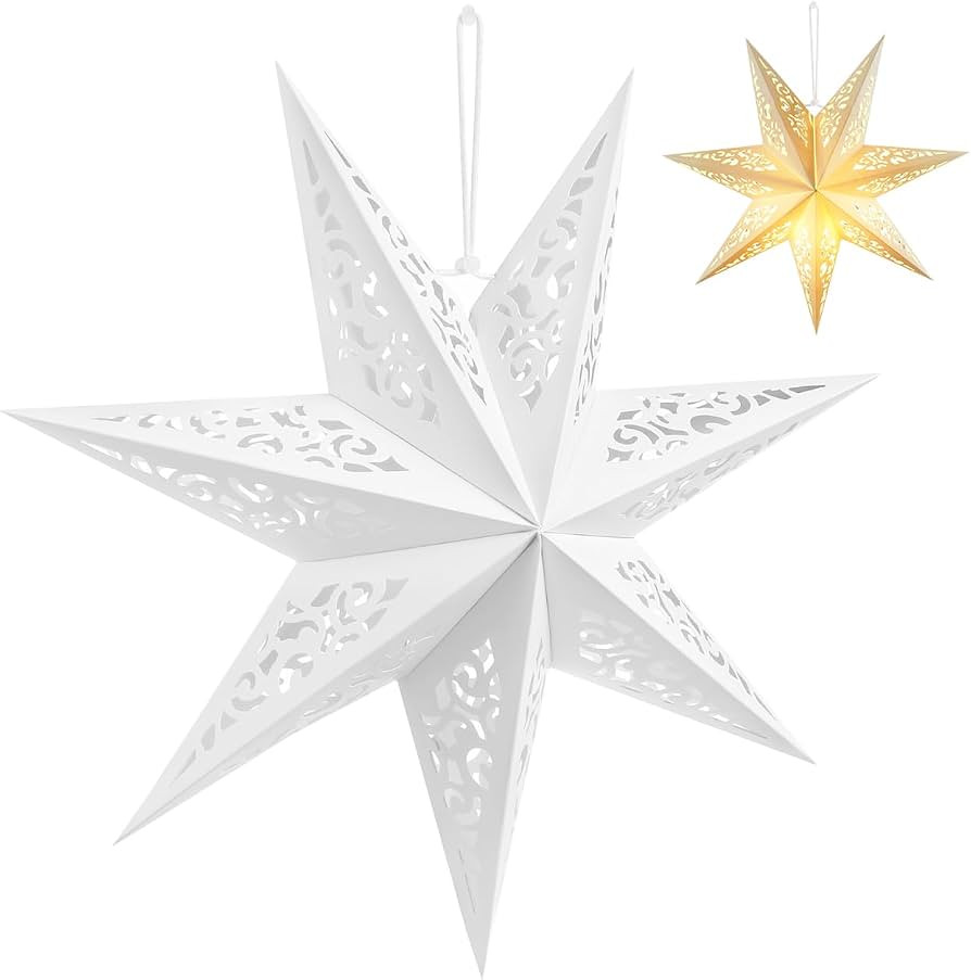 VILLCASE Star Shaped Paper Lampshade 45 cm White Festival Hanging Lantern for Christmas Party Hom... | Amazon (CA)