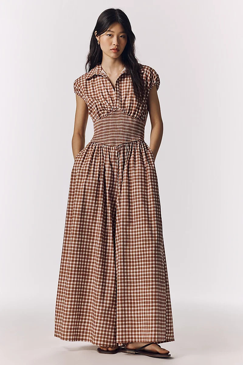 Gingham Basque-Waist Jumpsuit | Shop Simon
