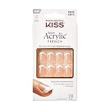 KISS Salon Acrylic French French Manicure Fake Nails Kit - Bonjour, Short - Acrylic Infused Technology, Strong, Professional, Salon Quality, Flawless DIY Manicure, Bubble Free, Durable | 28 Count | Amazon (US)