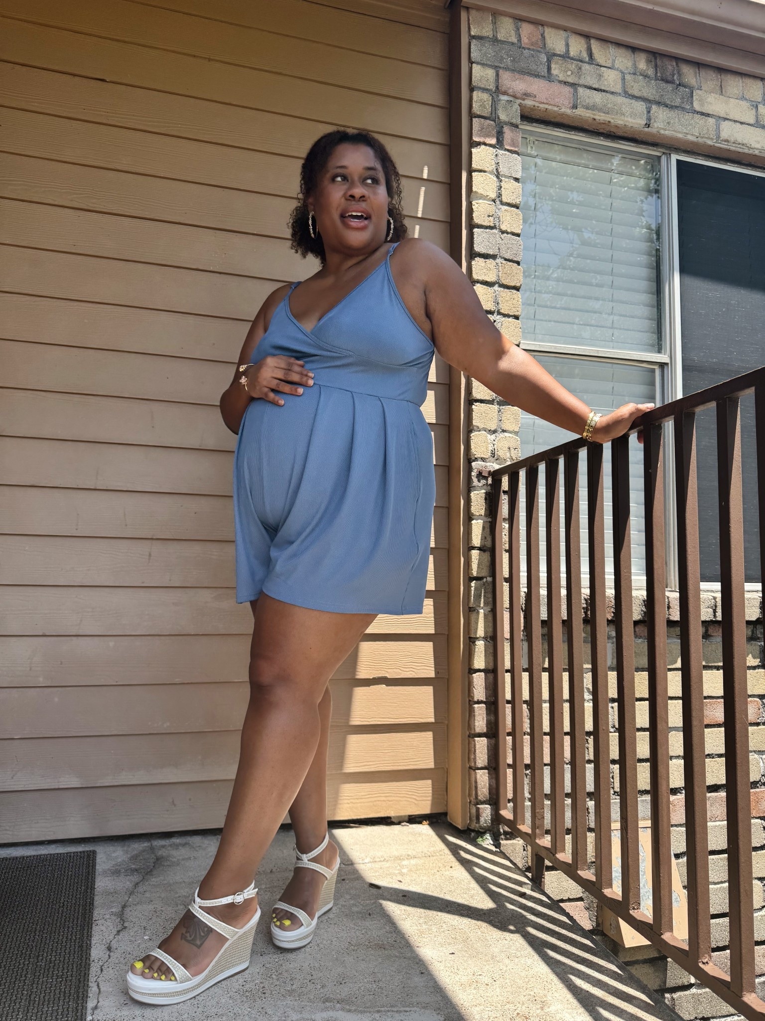 Yall will catch me in this romper all summer! I grabbed the 1XL so I can have room during this pregnancy and it’s such a great, flowy fit. 

I wore this to an outdoor family event and no sweat marks showed! The straps are adjustable and the romper has pockets. Nice stretch, making her easy to get out of as well! 

Note: this style is exclusive to plus sizes. 1XL - 3XL 

#pregnancystyle #summerfashion #rompers 

#LTKBump #LTKPlusSize #LTKFindsUnder50