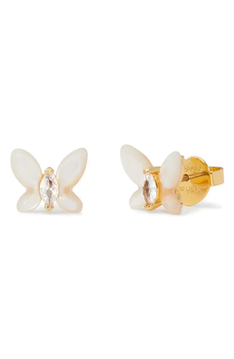 Kate Spade New York social butterfly mother-of-pearl mini stud earrings | Nordstrom | Nordstrom