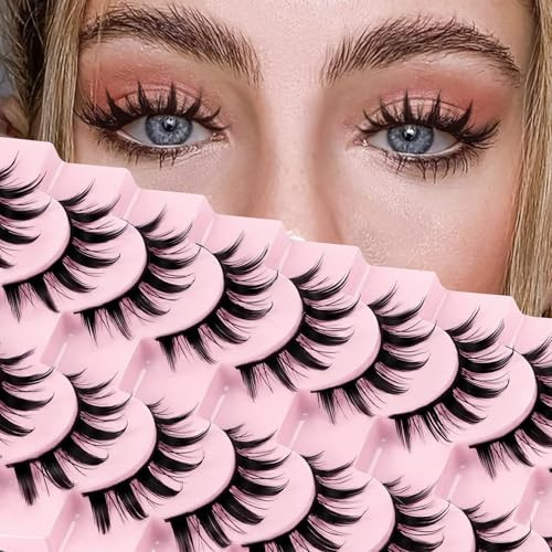 Losha Lashes Spiky Manga Lashes 10 Pairs Anime False Eyelashes 8D Wispy Eye Lashes Pack Soft Asian Fake Eyelashes (Doll) | Amazon (US)