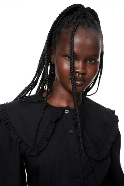 Collared Poplin Blouse - Black - Ladies | H&M AU | H&M (AU)