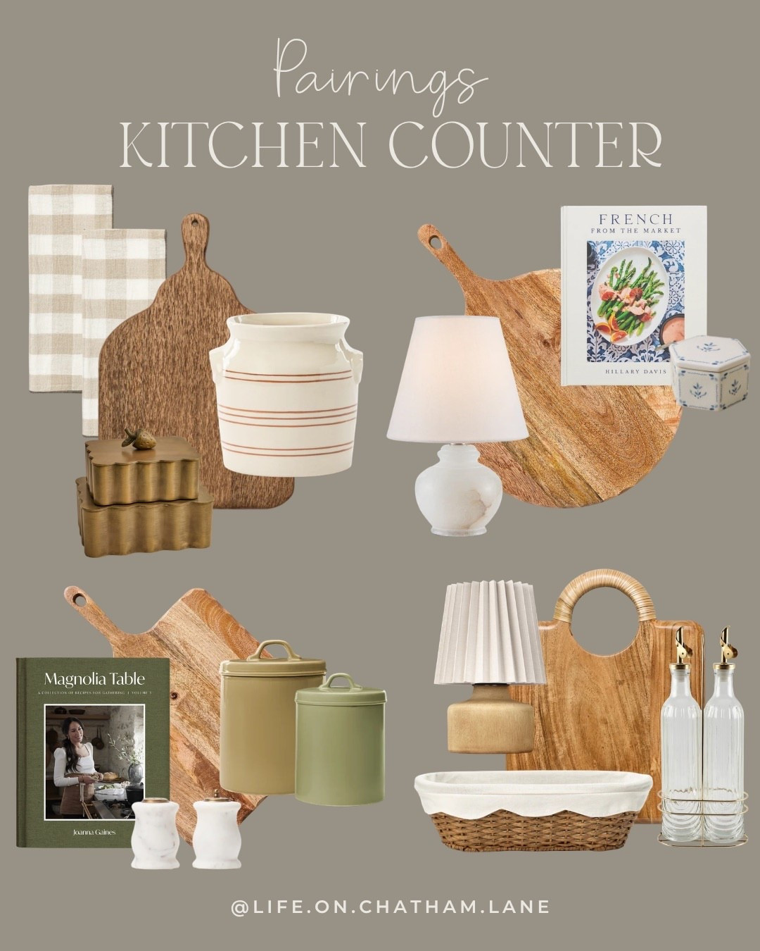 Kitchen counter pairings 🤎 Loving these cheeseboards, counter lamps, cookbooks, salt and pepper shakers, olive oil dispensers, and more! So pretty for a curated kitchen

#LTKHome