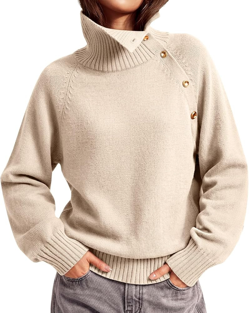 Trendy Queen Women's Turtleneck Oversized Knit Fall Sweaters | Amazon (US)