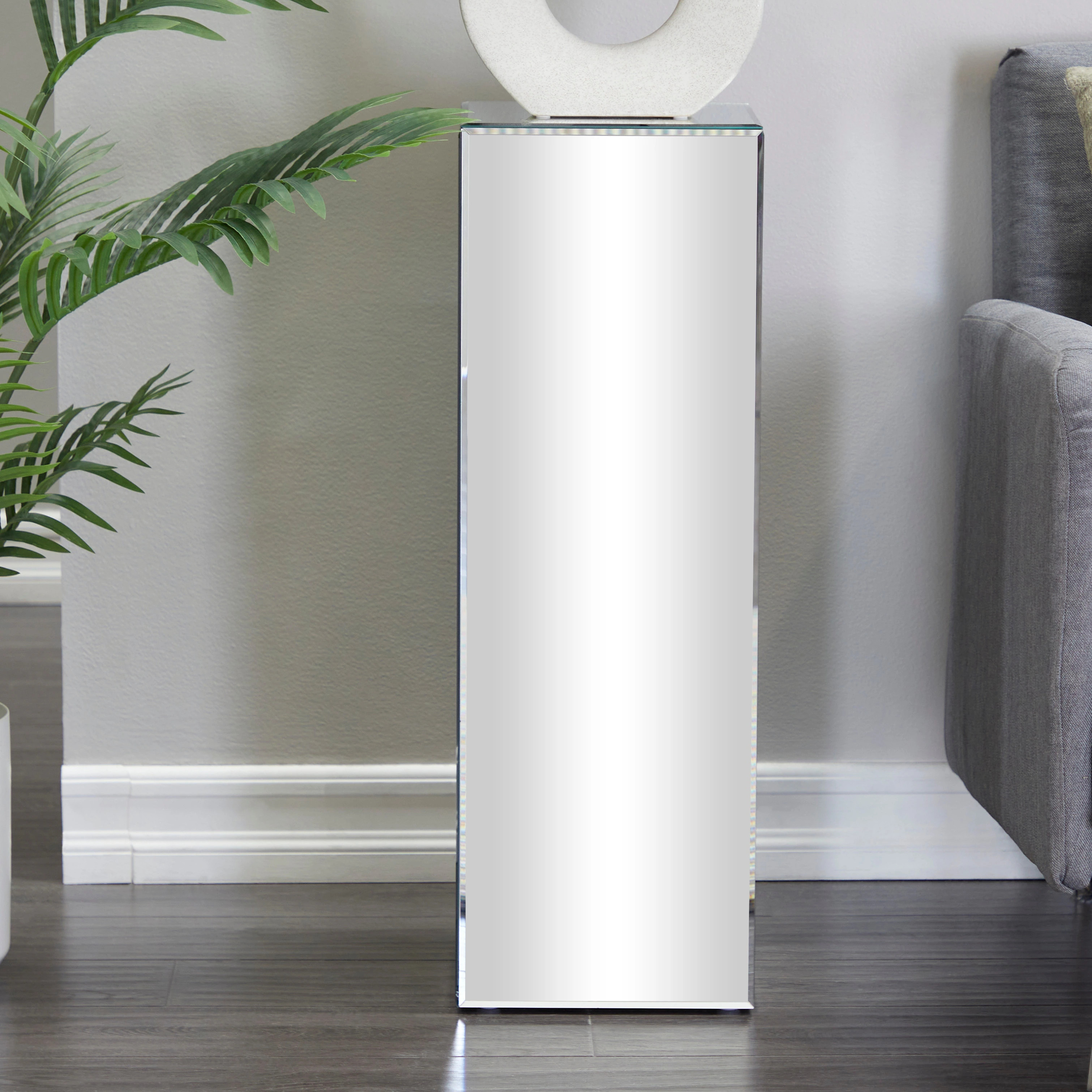 Silver Glass Mirrored Pedestal Table | Bed Bath & Beyond