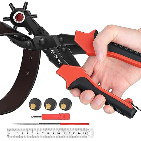 TICONN Leather Hole Punch Tool Set, Heavy Duty Multi-Size Hole Puncher Tool for Belts, Watch Band... | Amazon (US)