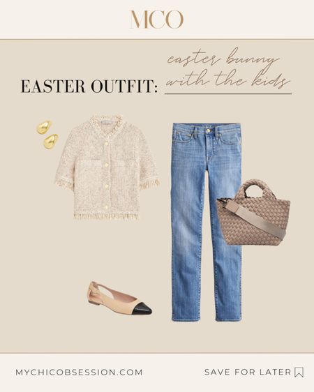 If you’re off to see the Easter bunny this year, try this casual chic look: pair slim jeans with a short-sleeved lady jacket style top. Add cap-toed flats with a neutral handbag, and gold earrings to finish the look. 

#LTKstyletip #LTKSeasonal