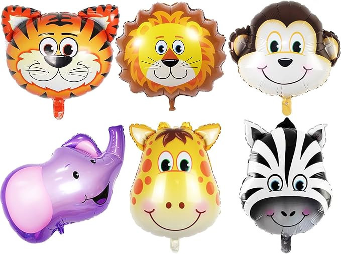 Jungle Safari Birthday Party Decorations - 6 Pack Giant Animal Balloons for Boy Kids' Safari Jung... | Amazon (US)