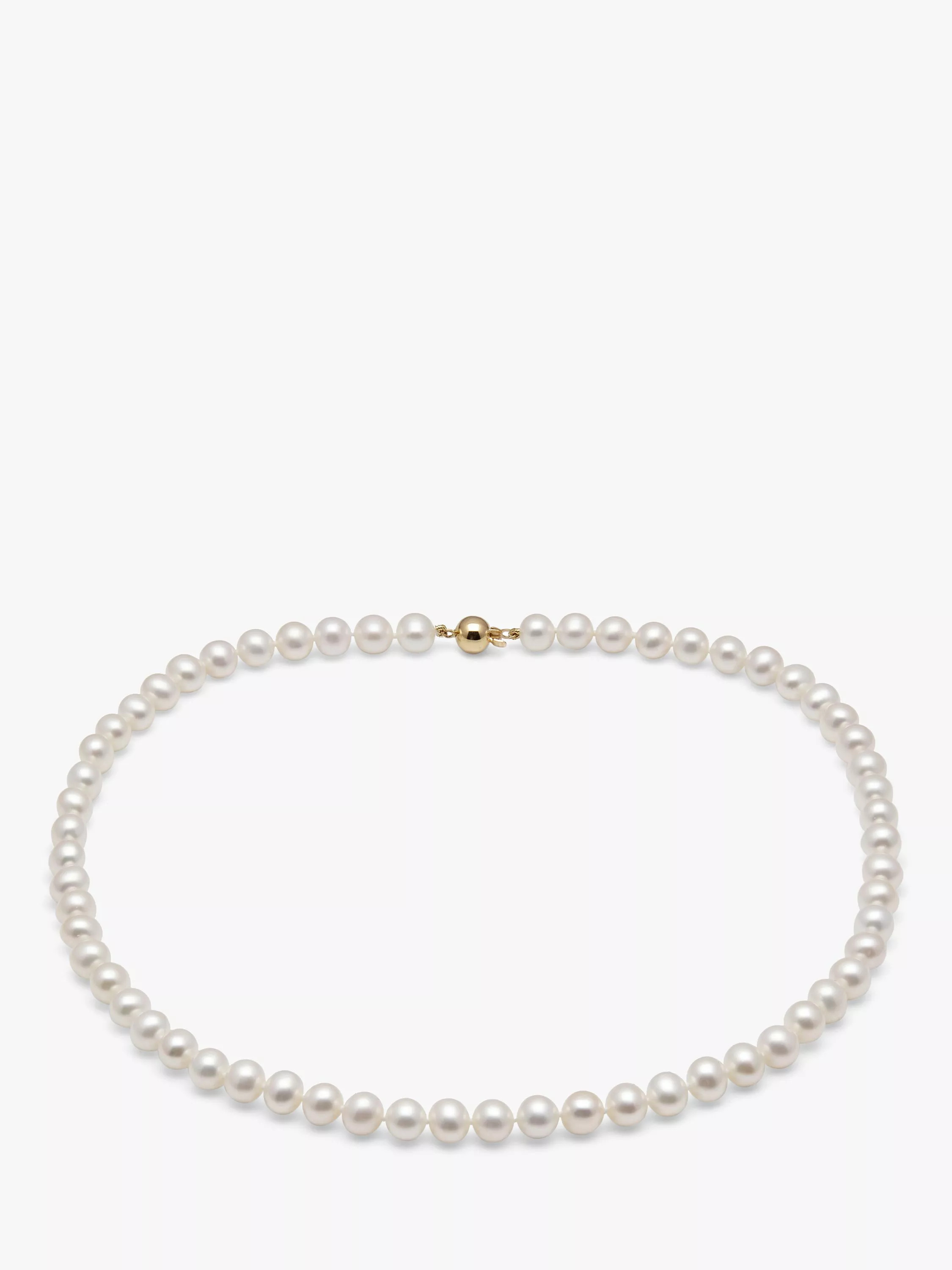 9ct Yellow Gold Freshwater Pearl Necklace, White | John Lewis (UK)
