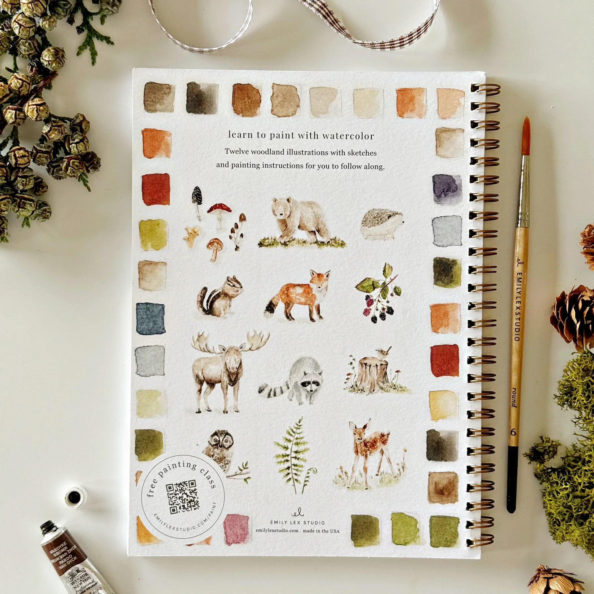 woodland watercolor workbook | Emily Lex Studio