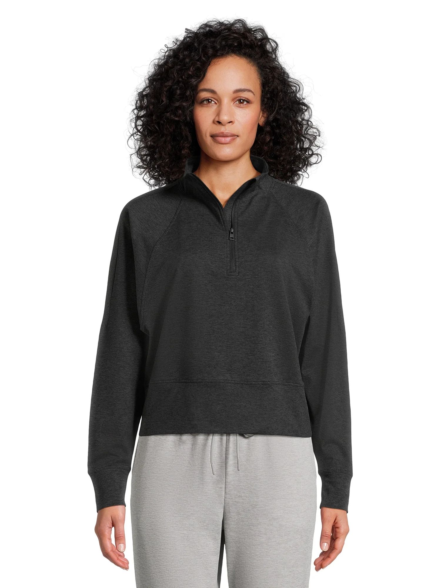 Athletic Works Women’s ButterCore Long Sleeve Mock Neck Quarter Zip Pullover Top, Sizes XS-XXXL | Walmart (US)