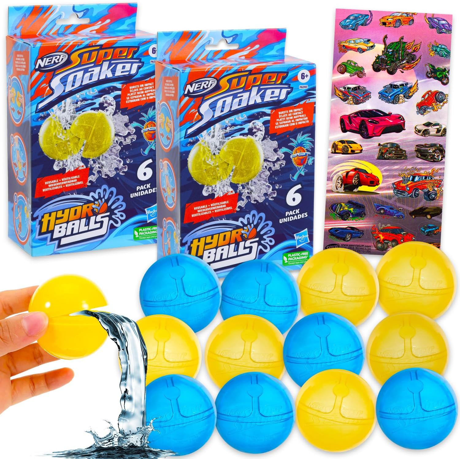 Nerf Super Soaker Hydro Ball Set - Bundle of 12 Nerf Super Soaker Refillable Balls for Pool, Back... | Amazon (US)