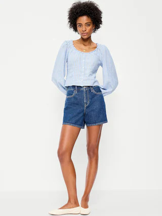 High-Waisted Wow Baggy Jean Shorts -- 5-inch inseam | Old Navy (US)
