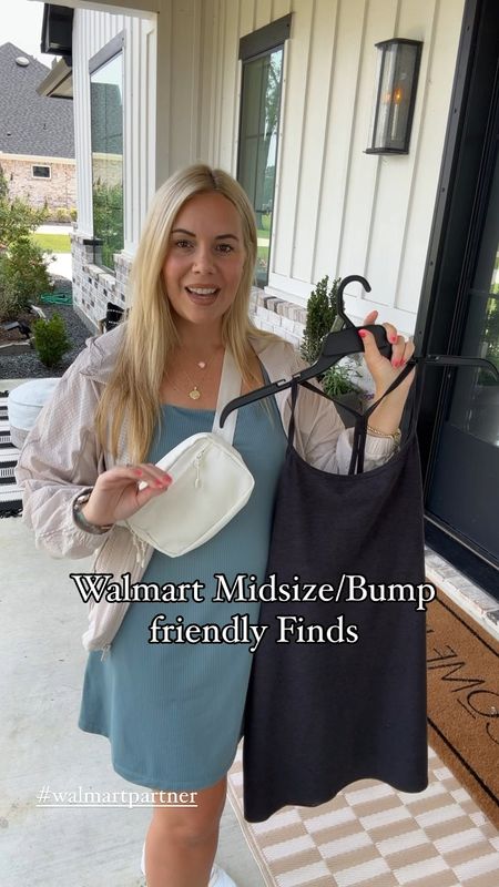 Midsize or bump friendly Walmart fashion finds! #walmartpartner I was a size 10/large pre pregnancy and am currently about an XL 12/14. Everything is TTS: I sized up to XL for the bump in dresses but shoes and jacket are my normal size. 

@walmartfashion #walmartfashion #midsize #athleticdress #beltbag  

#LTKMidsize #LTKActive #LTKBump