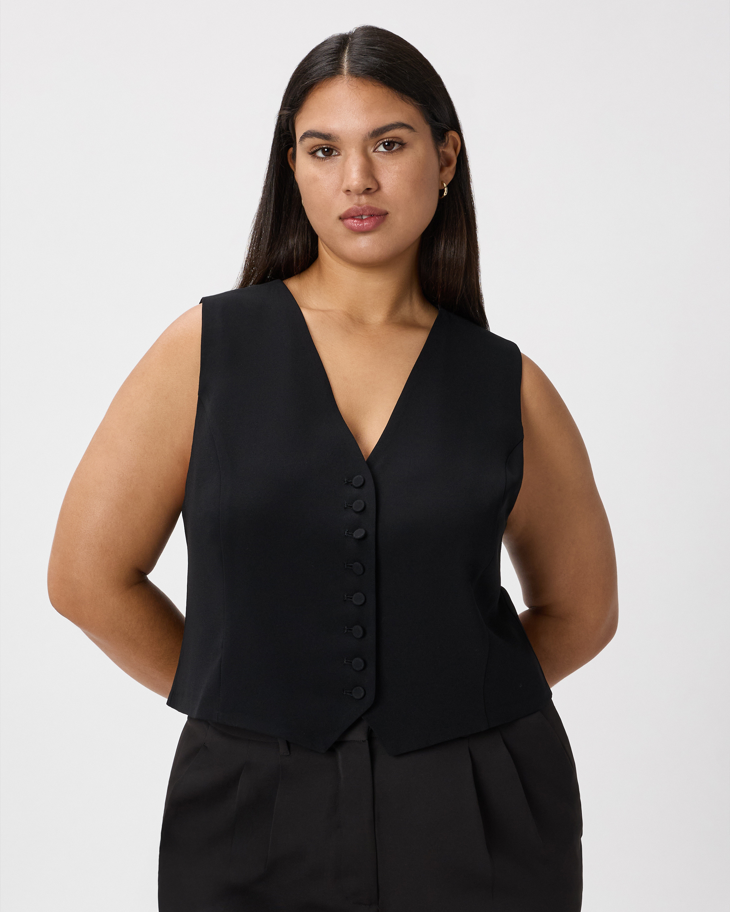 Fluid Crepe Vest in Black | Quince