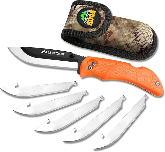 OUTDOOR EDGE RazorBlaze, RB-20, 3.5" Replaceable Blade Folding Hunting Knife, Non-Slip Rubberized... | Amazon (US)