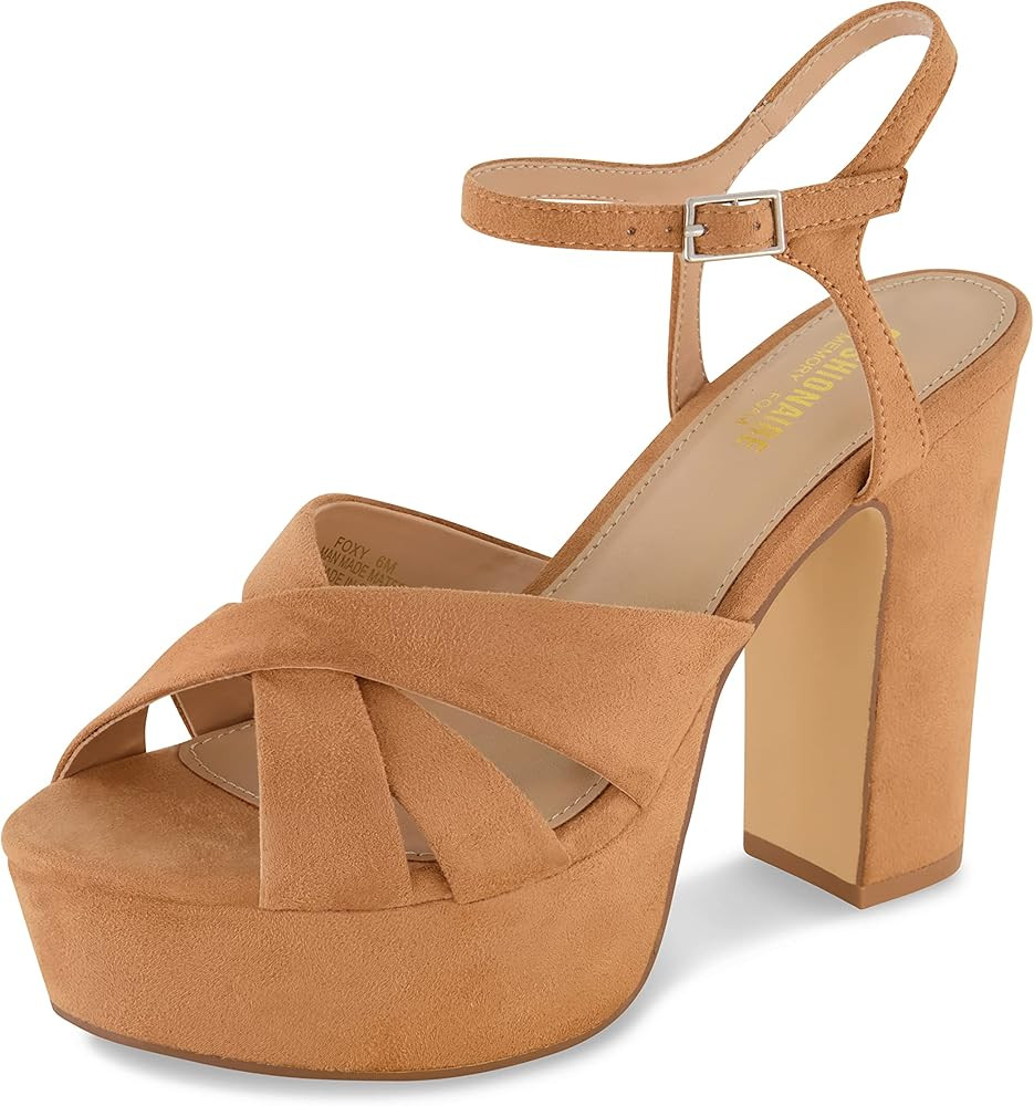 CUSHIONAIRE Women's Foxy platform dress sandal +Memory Foam and Wide Widths Available | Amazon (US)