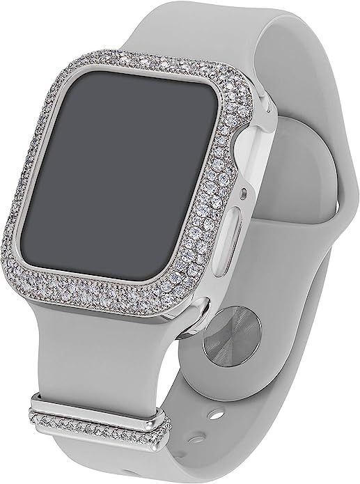 Skyb 40 mm Silicone Wrist Band with Cubic Zirconia for Apple Watch in Gold Plated Sterling Silver | Amazon (US)