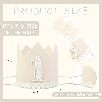 Boho First Birthday Crown Hat - Natural Decorations, Milky White Cake Smash Photo Prop | Amazon (US)