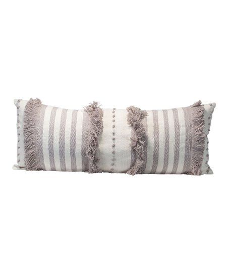 Foreside Gray & White Stripe Long Lumbar Fringe Throw Pillow | Zulily