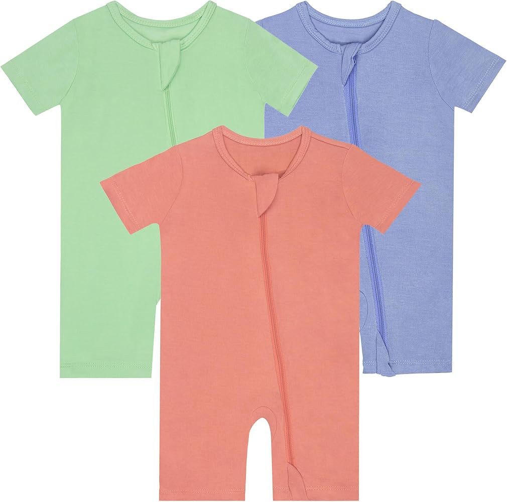 GUISBY Rayon made from bamboo Baby Pajamas Short Sleeve Footless Rompers 2 Way Zipper Sleeper for... | Amazon (US)