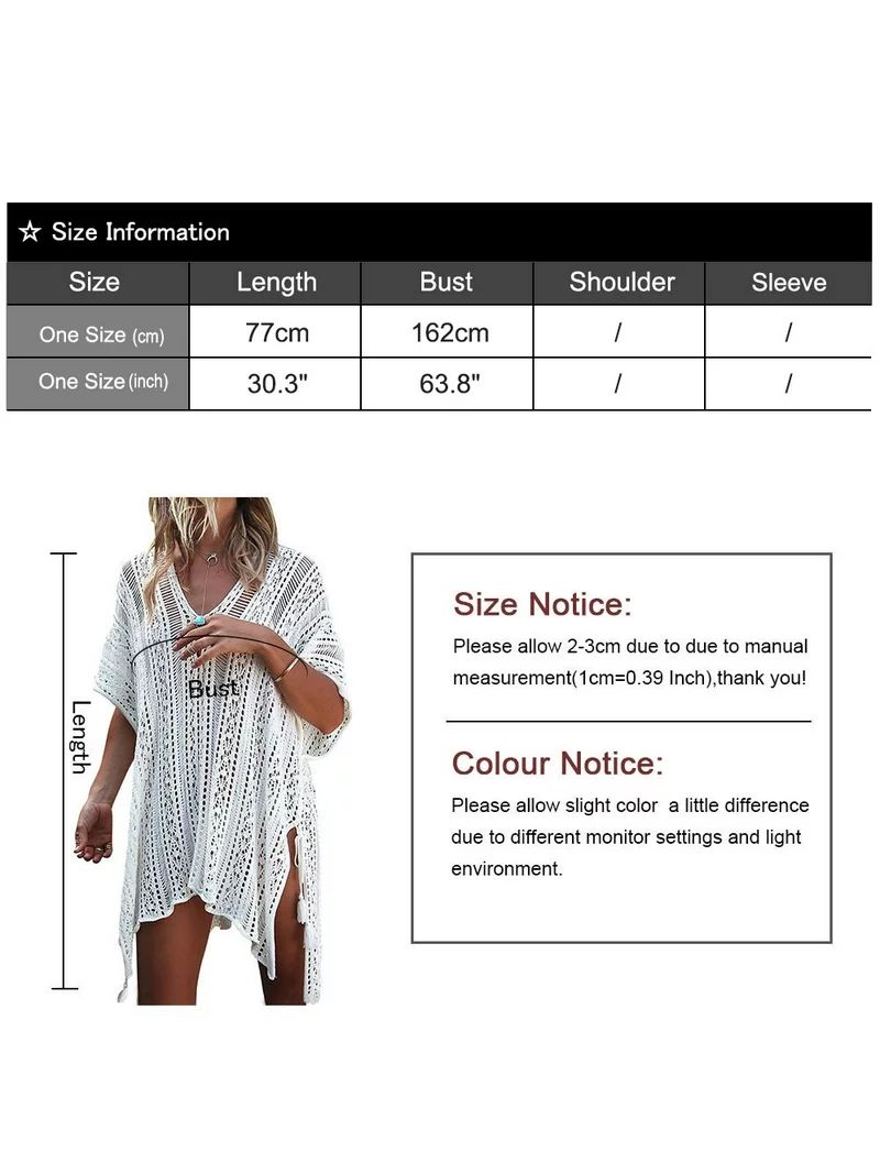 Swimsuit Cover Up for Women Summer Sexy Hollow Out Seethrough Crochet Bathing Suit Cover Up Swimw... | Walmart (US)