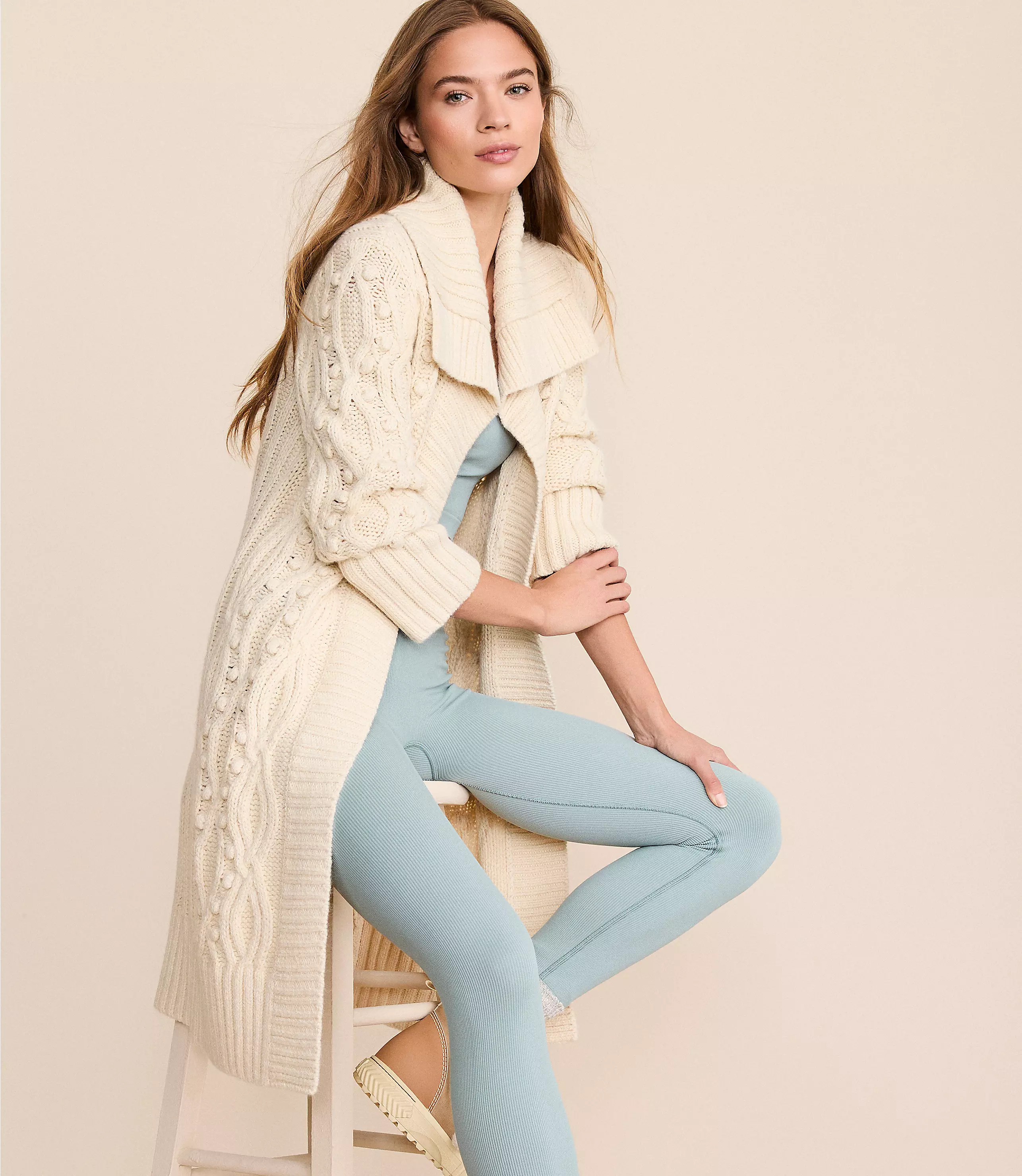 Lou & Grey Cable Maxi Open Cardigan | LOFT