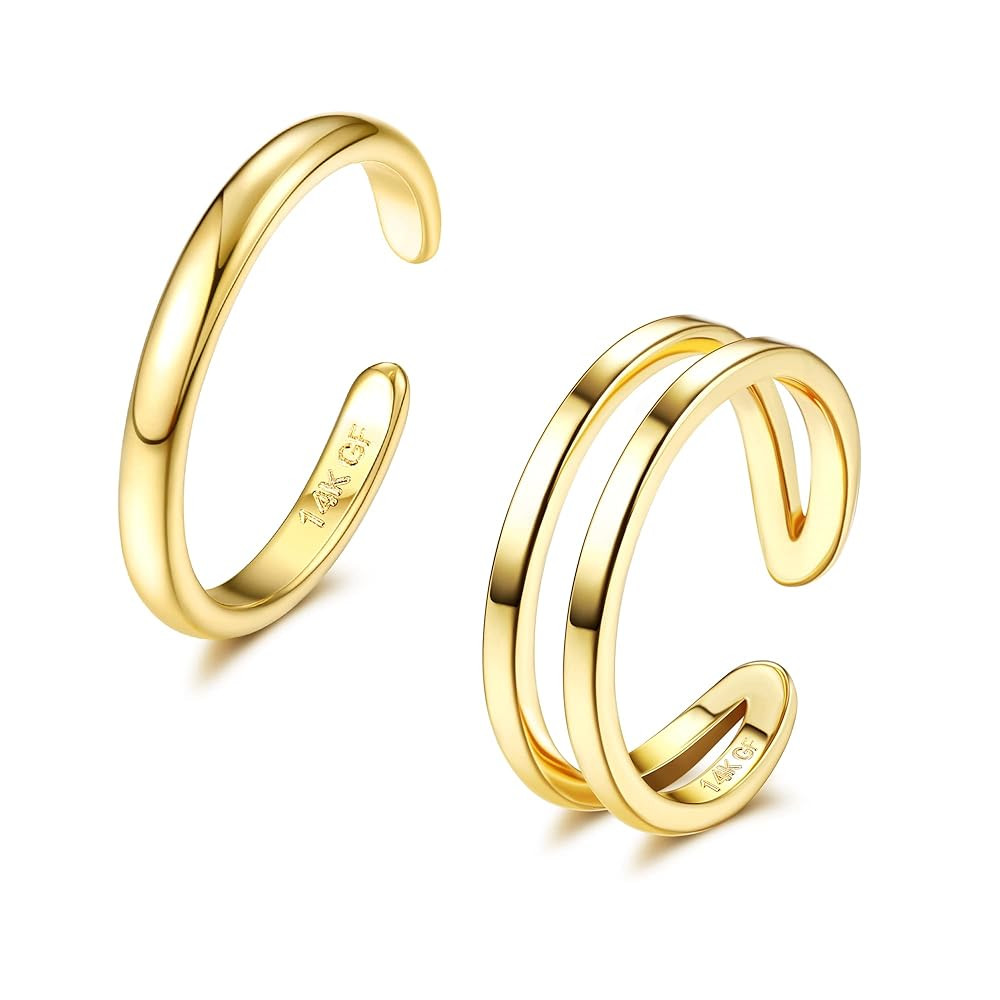 IRONBOX 14K Gold Filled Toe Rings for Women Simple Open Band Toe Ring Adjustable Toe Rings | Amazon (US)