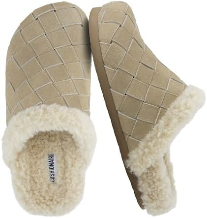 CUSHIONAIRE Cliché Genuine Suede Woven Mule Slippers for Women Indoor and Outdoor - Slip On Faux... | Amazon (US)