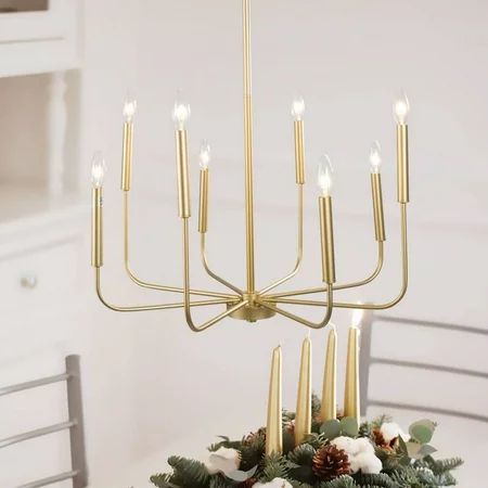 LNC Pendant Lighting for Kitchen 8 Lights Candle Metal Light Fixtures Brass Golden Finish | Walmart (US)