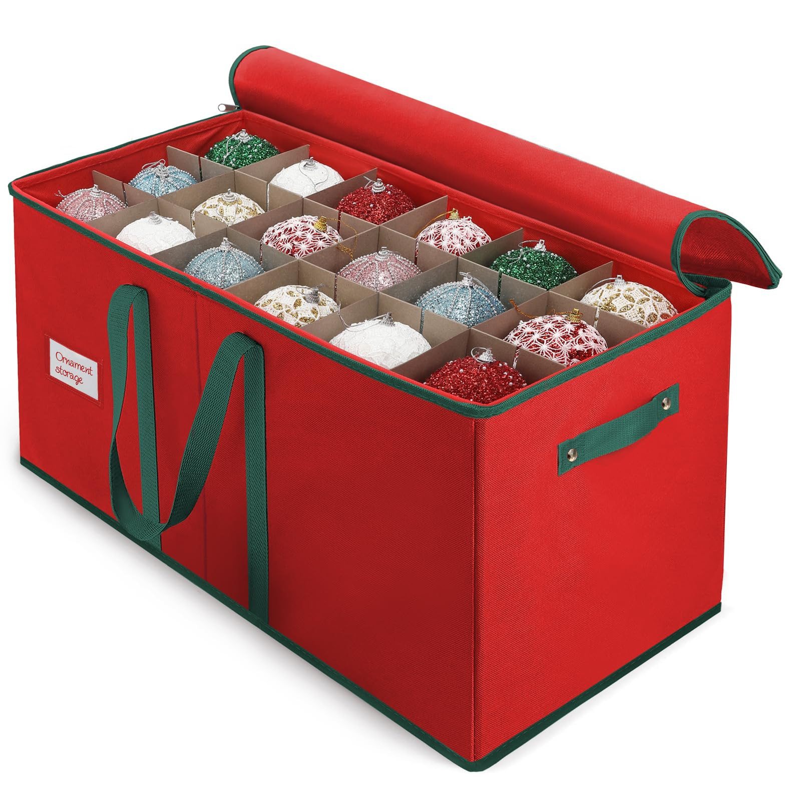 Christmas Ornament Storage Box, Stores Up to 54-4" Ornaments, 3 Individual Trays, Adjustable Divi... | Amazon (US)