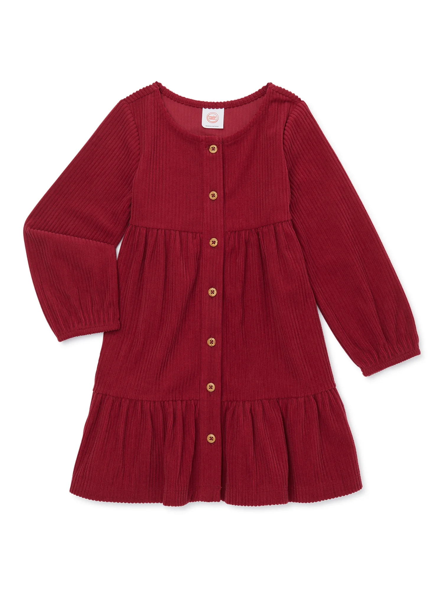 Wonder Nation Toddler Girl Long Sleeve Woven Dress, Sizes 12M - 5T | Walmart (US)