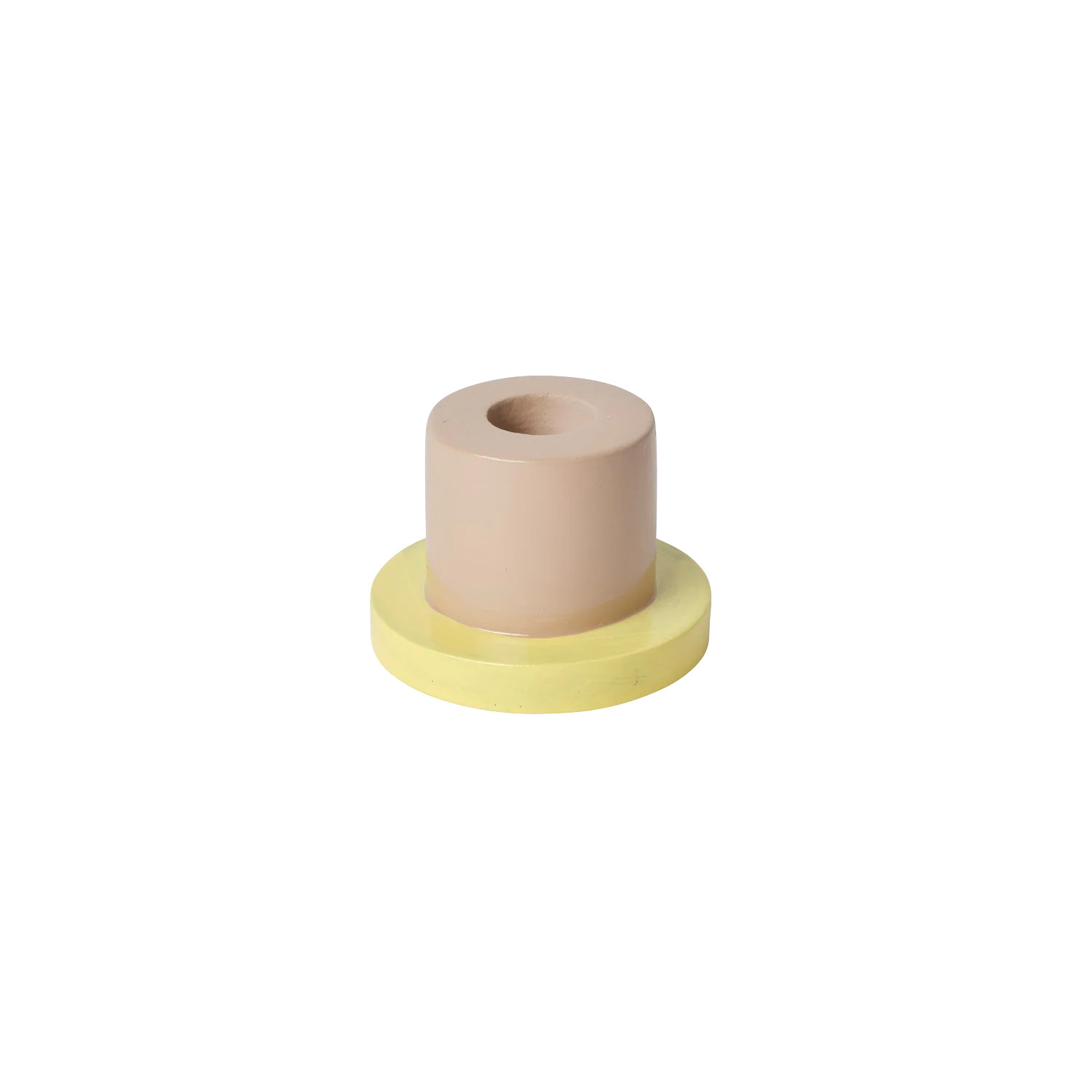 Short Beige and Yellow Taper Candle Holder | In The Roundhouse