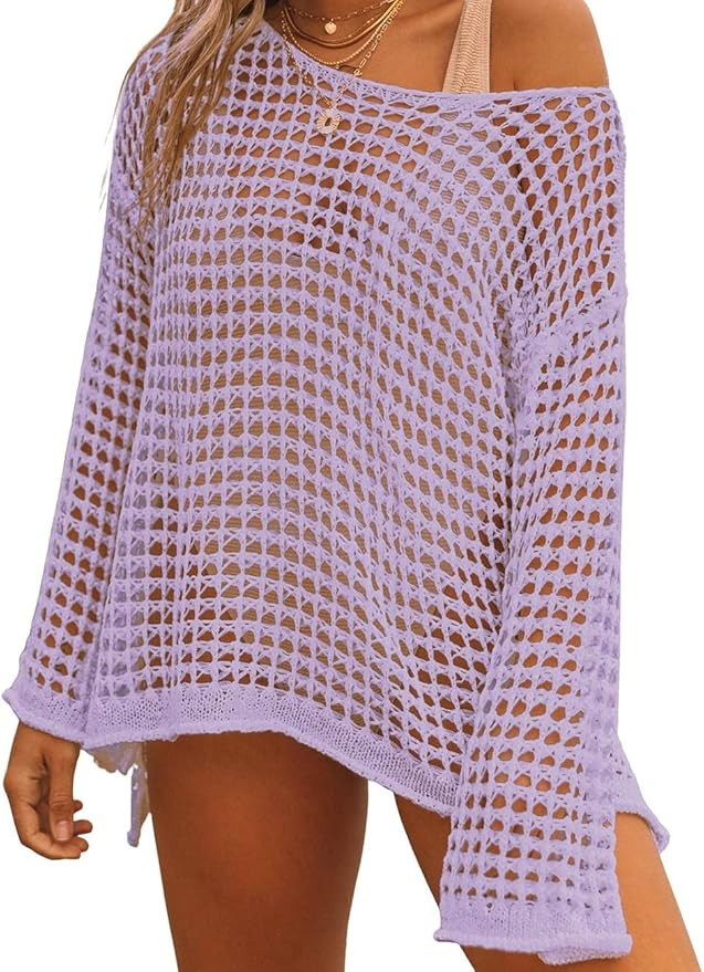 Bsubseach Crochet Cover Ups for Women Sexy Hollow Out Swim Cover Up Knit Summer Outfits | Amazon (US)