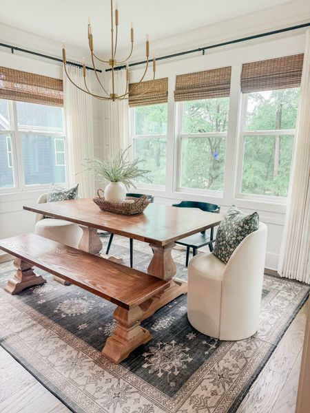 ✨Upholstered Dining Chairs 

I love these modern end chairs paired with a more vintage style table like mine! Transitional spaces are my favorite 🤩

#upholsteredendchairs #diningchairs #moderndiningchairs #eatinkitchen #kitchennook #diningroom #diningroomdecor #transitionaldesign #modernandvintage @twopages #viralpinchpleat #pinchpleat #wovenshades #bambooshades

#LTKHome #LTKFamily #LTKStyleTip