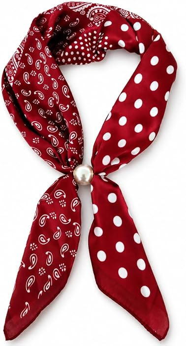 Women's Satin Neck Scarf with Magnetic Pearl Buckle,Mom's Scarf Retro Floral Print Elegant for Da... | Amazon (US)