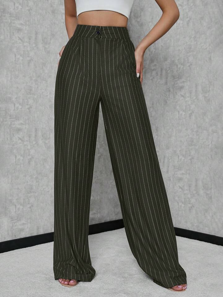 SHEIN Tall Womens Striped Navy Blue Pants | SHEIN